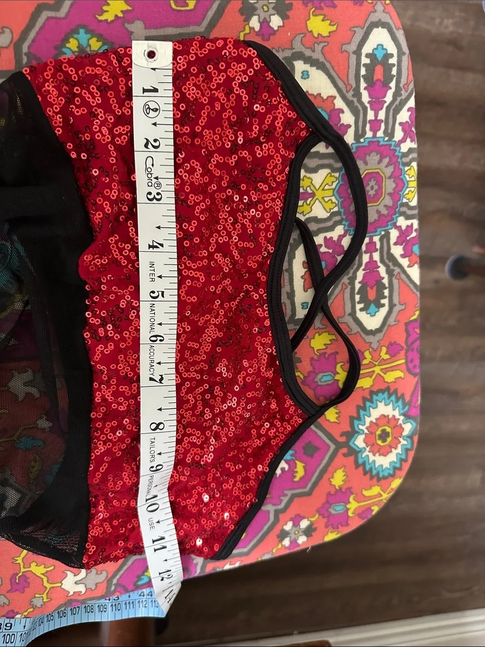Competition Dance Costume Red & Black Sequin Cutout Jumpsuit w/ Belt (YL)